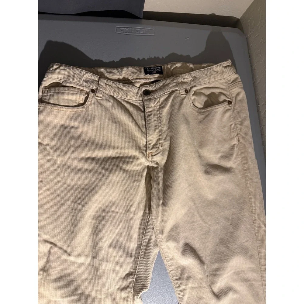 Polo Jeans Co Ralph Lauren Mens Corduroy Pants Tan Beige Hemmed‎ 33x29.5